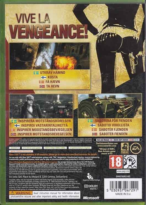 The Saboteur - XBOX Live - XBOX 360 (B Grade) (Genbrug)